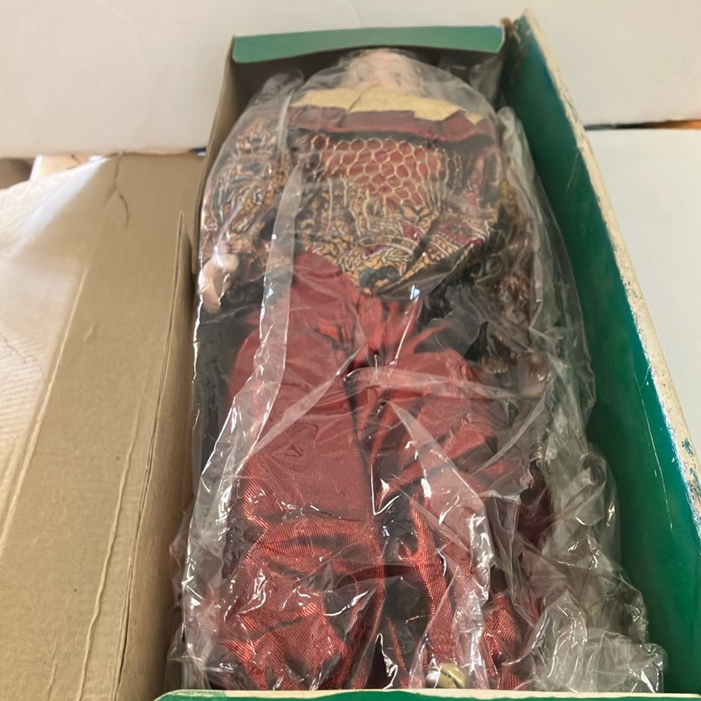 Vintage holiday harlequin doll